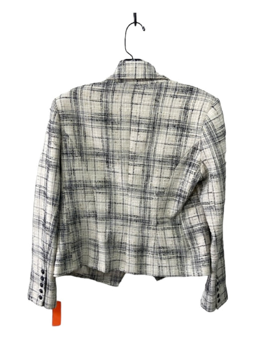 L'agence Size 6 Cream & Black Polyester Metallic Thread tweed Blazer Jacket Cream & Black / 6