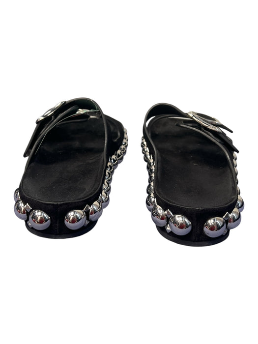 Alaia Shoe Size 37 Black Suede Silver Hardware Buckles 2 Strap Slides Shoes Black / 37