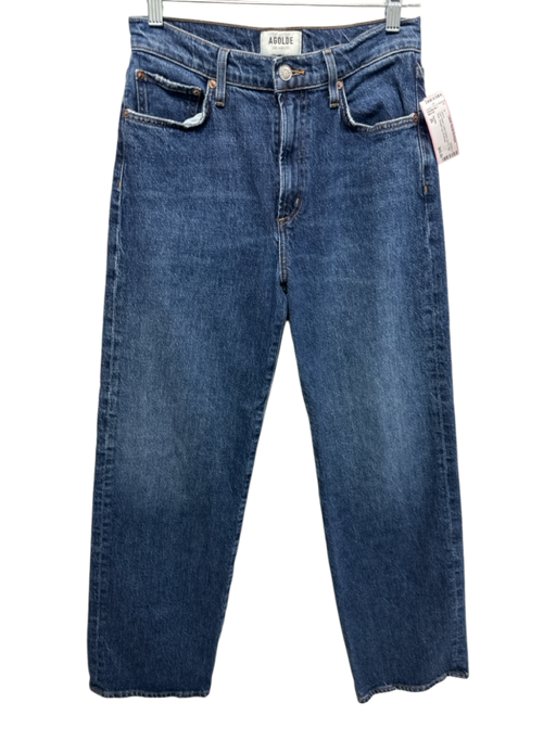 Agolde Size 26 Dark Wash Cotton Denim Zip Fly High Rise Straight Leg Jeans Dark Wash / 26