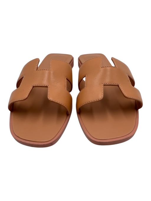 Hermes Shoe Size 36.5 Salmon Pink Leather Slide Sandals Salmon Pink / 36.5