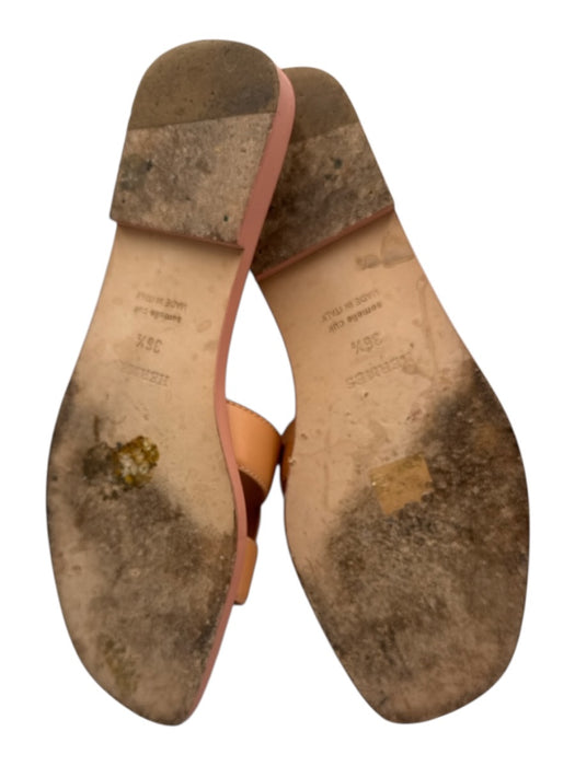 Hermes Shoe Size 36.5 Salmon Pink Leather Slide Sandals Salmon Pink / 36.5