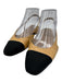 Chanel Shoe Size 36 Beige & Black Leather Grosgrain Slingback Cap Toe Flats Beige & Black / 36