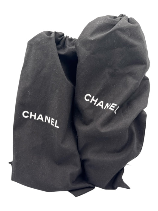 Chanel Shoe Size 36 Beige & Black Leather Grosgrain Slingback Cap Toe Flats Beige & Black / 36