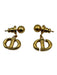Christian Dior Gold Metal gold finish Logo Stud Earrings Gold