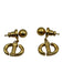 Christian Dior Gold Metal gold finish Logo Stud Earrings Gold