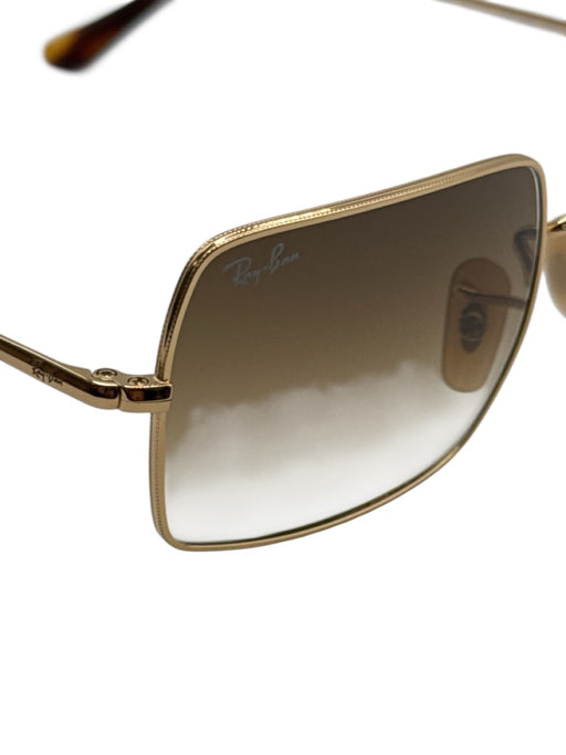 Ray Ban Gold Metal Gradient Square Sunglasses Gold