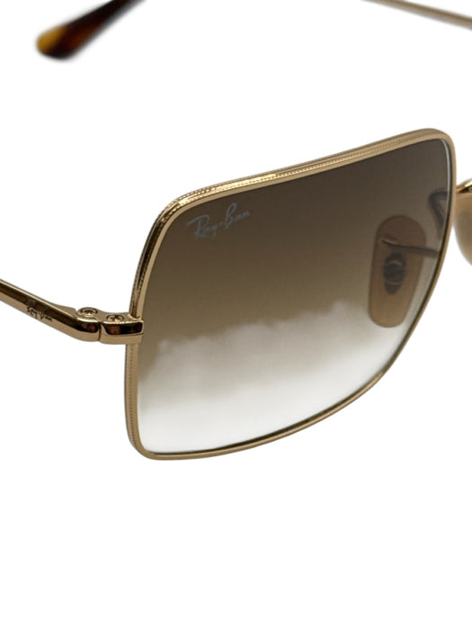 Ray Ban Gold Metal Gradient Square Sunglasses Gold