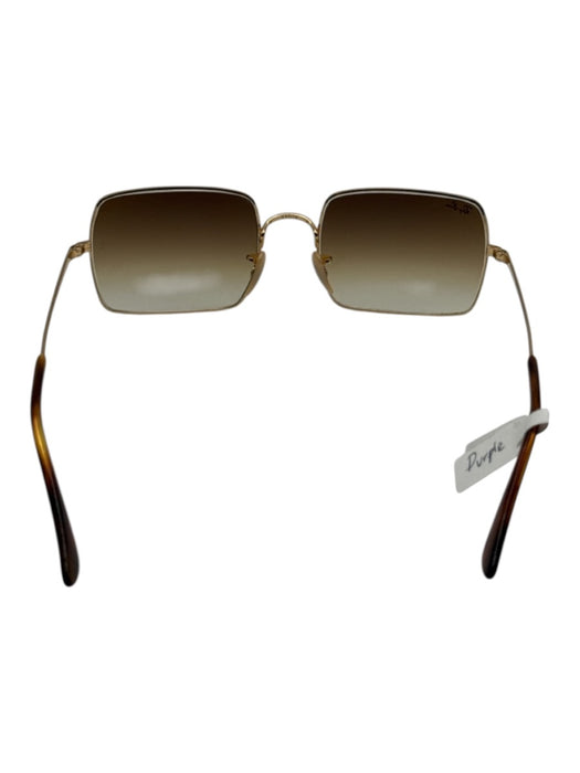 Ray Ban Gold Metal Gradient Square Sunglasses Gold