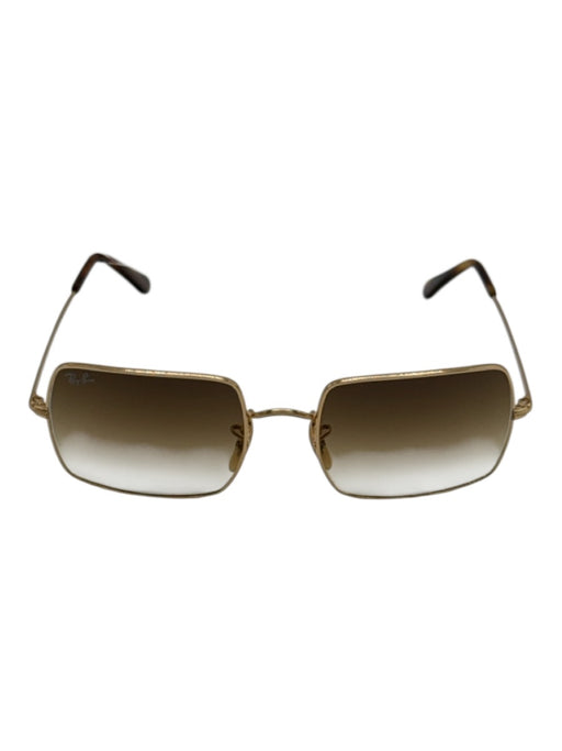 Ray Ban Gold Metal Gradient Square Sunglasses Gold