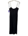 Lovers + Friends Size M Black & Silver Cotton Blend Lace Rosette Back Slit Gown Black & Silver / M