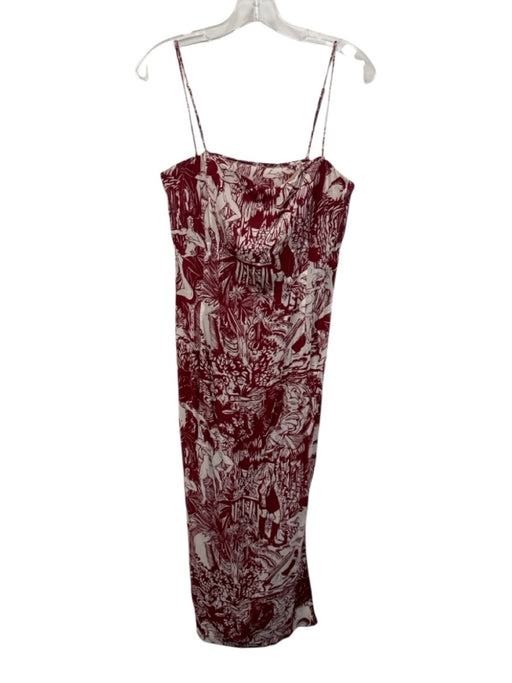 L'Academie Size M Red & White Viscose Blend Abstract Strapless Maxi Dress Red & White / M
