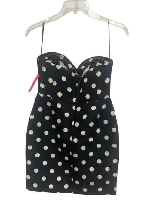 Rohe Size 34 Black & Cream White Polyester Strapless Polka Dot Waffle Knit Dress Black & Cream White / 34