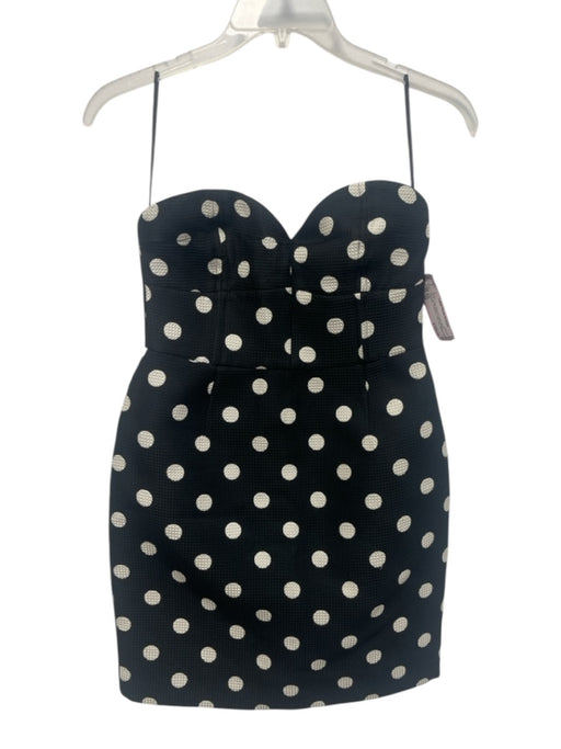 Rohe Size 34 Black & Cream White Polyester Strapless Polka Dot Waffle Knit Dress Black & Cream White / 34