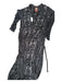 Johnny Was Size XS Black & Gray Curpo Long Sleeve Embroider Detailing Maxi Dress Black & Gray / XS