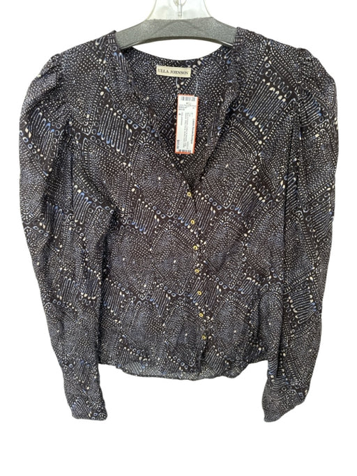 Ulla Johnson Size 4 Blue & Purple Cotton & Viscose Long Sleeve Ditsy Floral Top Blue & Purple / 4