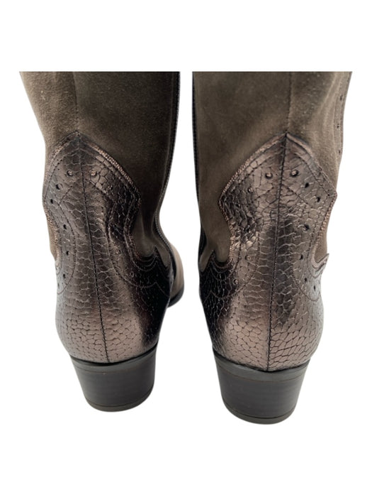 Gabor Shoe Size 4.5 Taupe Suede Side Zip Western Elastic Ankle Chisel Toe Boots Taupe / 4.5