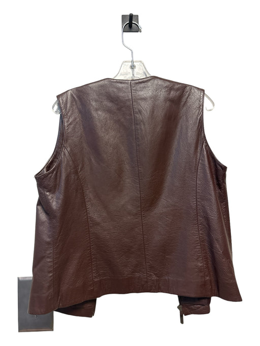 Preston & York Size 8 Brown Leather Zip Up Vest Jacket Brown / 8