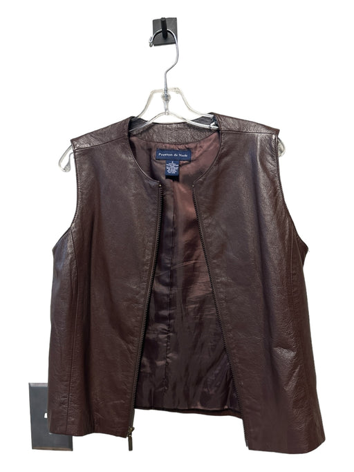 Preston & York Size 8 Brown Leather Zip Up Vest Jacket Brown / 8