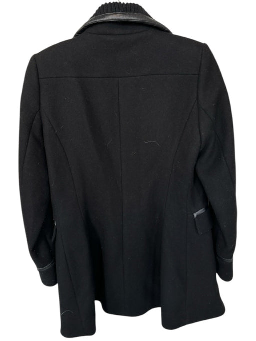 Trina Turk Size 2 Black Wool Leather trim Full ZIp Front Pockets Coat Black / 2