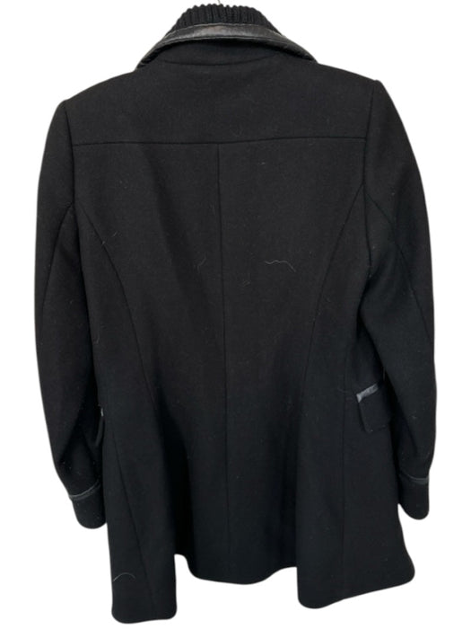 Trina Turk Size 2 Black Wool Leather trim Full ZIp Front Pockets Coat Black / 2