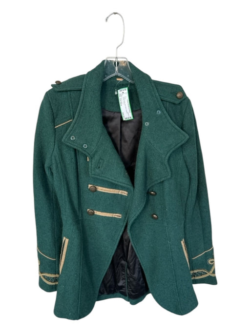 Free People Size Est XS/S Forest Green Wool Blend Buttons Military Coat Forest Green / Est XS/S