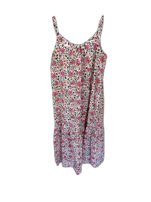 Summer House Size M Green & Pink Cotton Sleeveless Flowers Maxi Low Back Dress Green & Pink / M