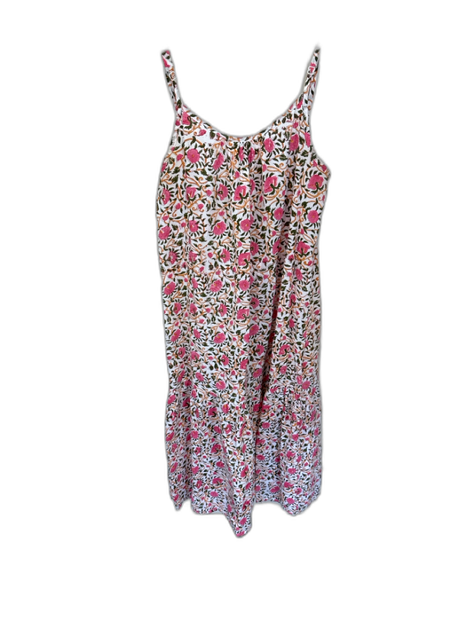 Summer House Size M Green & Pink Cotton Sleeveless Flowers Maxi Low Back Dress Green & Pink / M