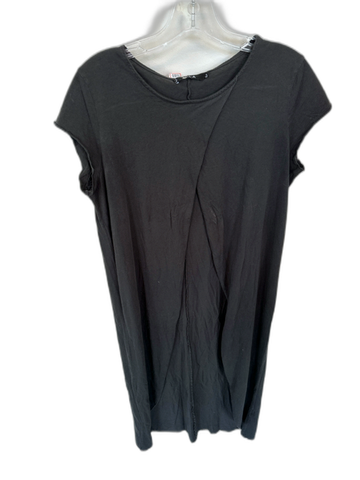 Yala Size S Black Bamboo Short Sleeve Cross Over Open Front Duster Top Black / S