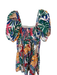 Farm Rio Size XS Multi Cotton 3/4 Balloon Sleeve Tropical Smocked Back Dress Multi / XS