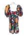 Farm Rio Size XS Multi Cotton 3/4 Balloon Sleeve Tropical Smocked Back Dress Multi / XS