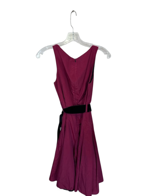 Zara Basic Size M Magenta & Black Polyester Blend Tie Waist Midi high neck Dress Magenta & Black / M