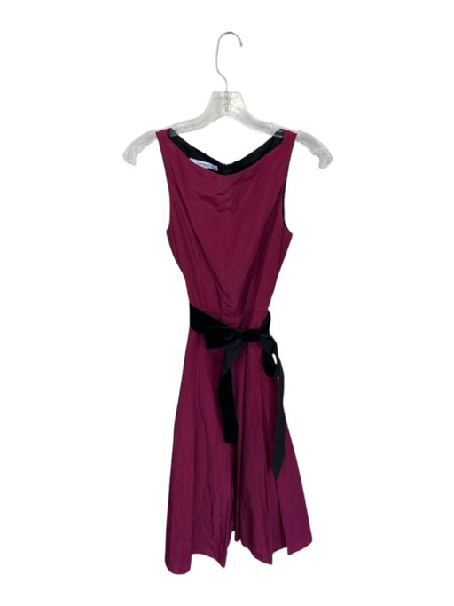 Zara Basic Size M Magenta & Black Polyester Blend Tie Waist Midi high neck Dress Magenta & Black / M