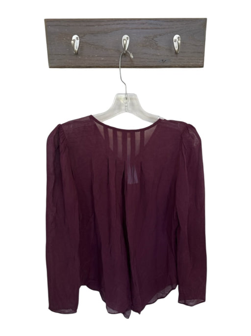 Moulinette Soeurs Size 4 Plum 100% Silk Long Sleeve Ruffles Top Plum / 4
