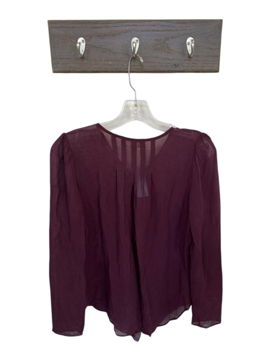 Moulinette Soeurs Size 4 Plum 100% Silk Long Sleeve Ruffles Top Plum / 4