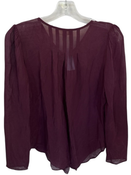 Moulinette Soeurs Size 4 Plum 100% Silk Long Sleeve Ruffles Top Plum / 4