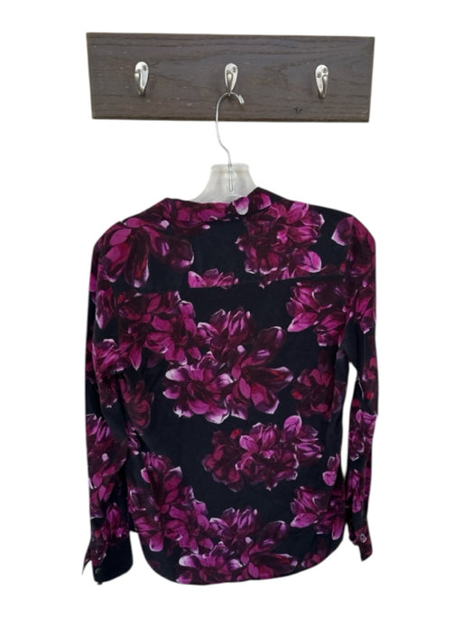 Equipment Size XS Purple & Black Floral Button Long Sleeve Top Purple & Black / XS