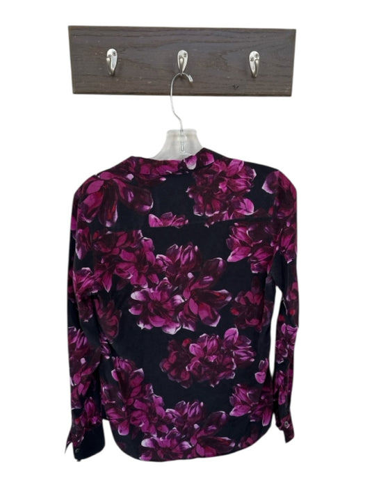 Equipment Size XS Purple & Black Floral Button Long Sleeve Top Purple & Black / XS