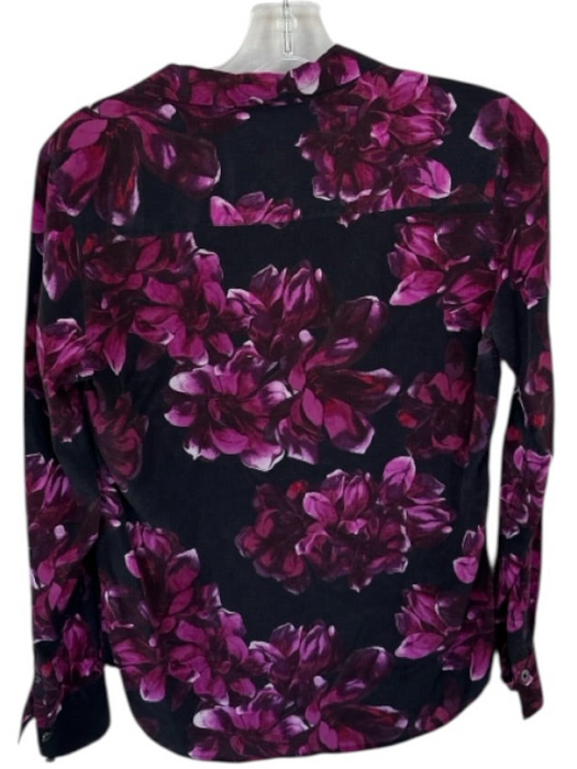 Equipment Size XS Purple & Black Floral Button Long Sleeve Top Purple & Black / XS