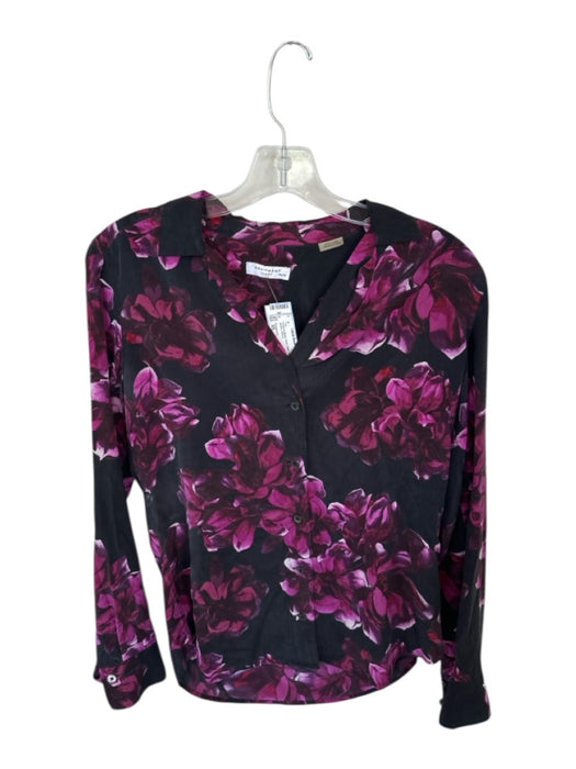Equipment Size XS Purple & Black Floral Button Long Sleeve Top Purple & Black / XS