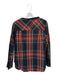 J Crew Size 2 Red & Multi Cotton Plaid Long Sleeve Crystal Detail Train Back Top Red & Multi / 2