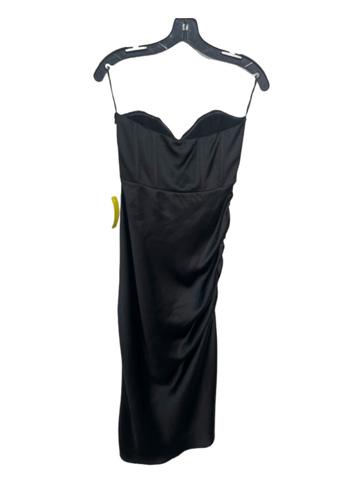 Zara Size S Black Polyester Blend Strapless Boning Midi Side Rouching Dress Black / S