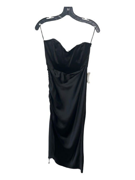 Zara Size S Black Polyester Blend Strapless Boning Midi Side Rouching Dress Black / S