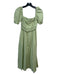 O.P.T. Size S Pale Green Cotton Gathered Detail Square Neck Midi Dress Pale Green / S