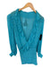 Retrofete Size XS Aqua Silk Long Balloon Sleeve Rhinestone Rouched Dress Aqua / XS