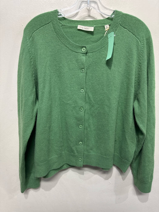 Doen Size XXL Green Cashmere Long Sleeve Round Neck Button Front Cardigan