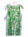 Lilly Pulitzer Size 6 Green & White Cotton Round Neck Sleeveless Floral Dress Green & White / 6