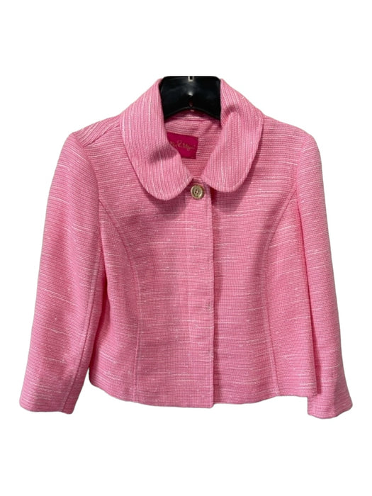 Lilly Pulitzer Size 2 Pink Polyester Collared Button Up Heathered Jacket Pink / 2