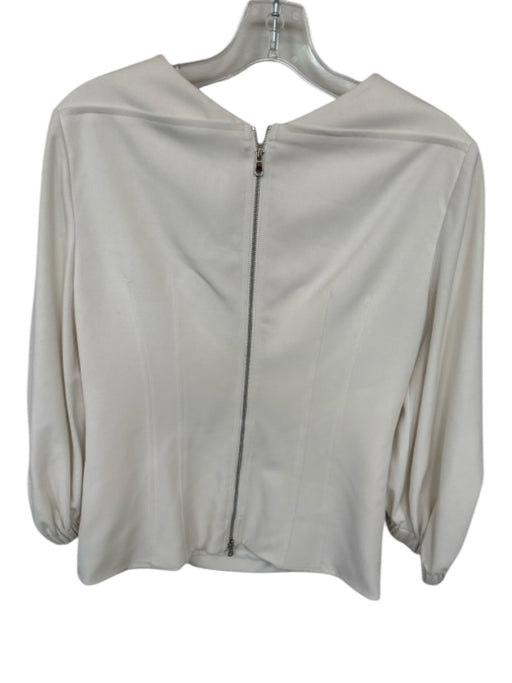Tibi Size 4 Bone Polyester Long Balloon Sleeve Back Zip Top Bone / 4