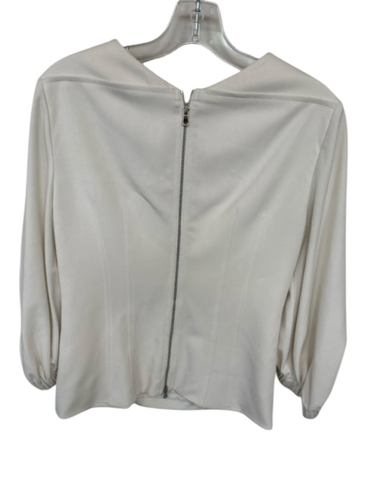 Tibi Size 4 Bone Polyester Long Balloon Sleeve Back Zip Top Bone / 4