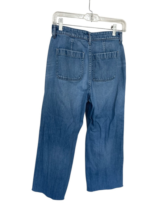 Madewell Size 27 Med Light Wash Cotton High Waist Wide Leg Raw Hem Jeans Med Light Wash / 27